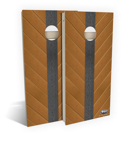 Trex® Cornhole Mustard Seed Angled Stripes All-Weather Cornhole Board Set (includes 8 all-weather bags)
