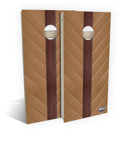 Trex® Cornhole Tan Angled Stripes All-Weather Cornhole Board Set (includes 8 all-weather bags)